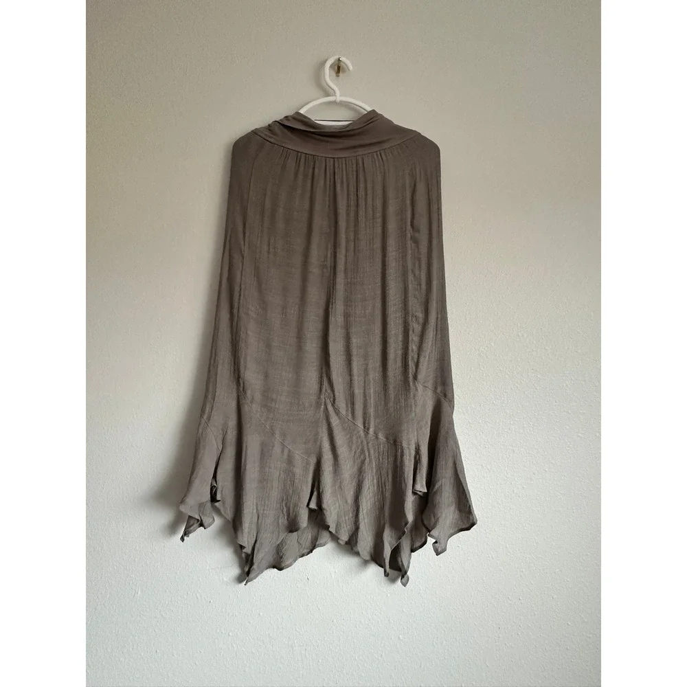 Apt. 9 Womens PXL Taupe Brown Handkerchief Hem Maxi Skirt Textured Petite XL